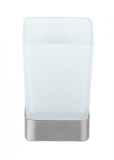 Turbo-Loc® Zahnputzbecher Mod. Genova Matt, Abnehmbarer Becher aus satiniertem Glas