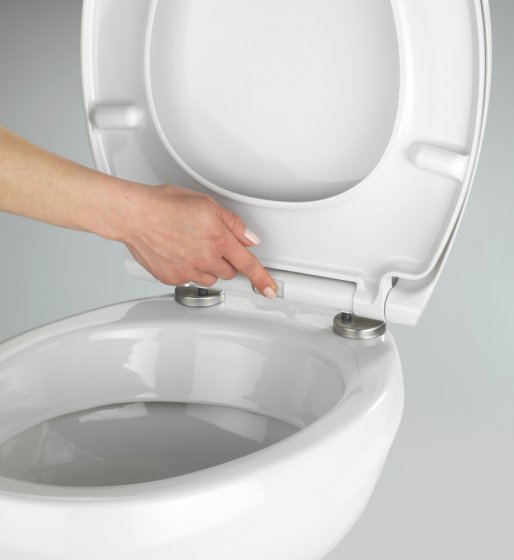 Premium WC-Sitz Mod. Samos Weiß, aus antibakteriellem Duroplast mit Absenkautomatik