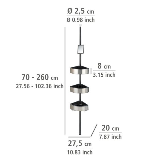 Teleskop-Duschecke Mod. Premium Big Black, Edelstahl rostfrei 