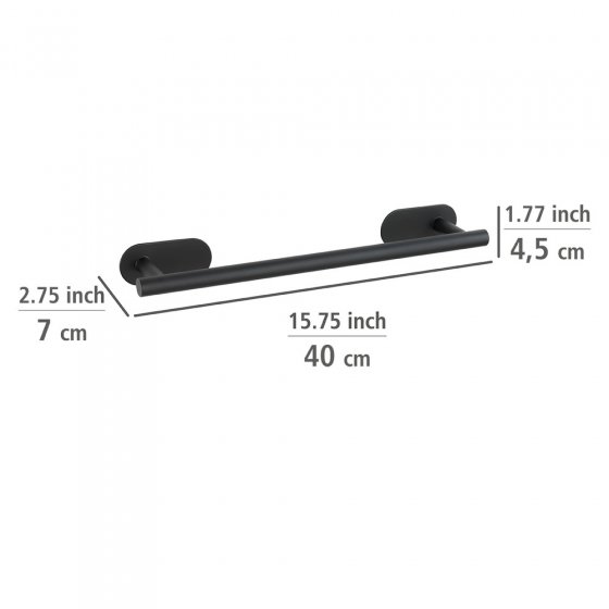 Turbo-Loc® Badetuchstange Mod. Orea Black Matt, 40 cm, Befestigen ohne bohren