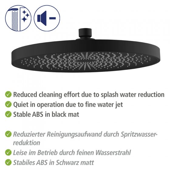 Duschkopf Mod. Softwater Schwarz matt, Ø 26 cm