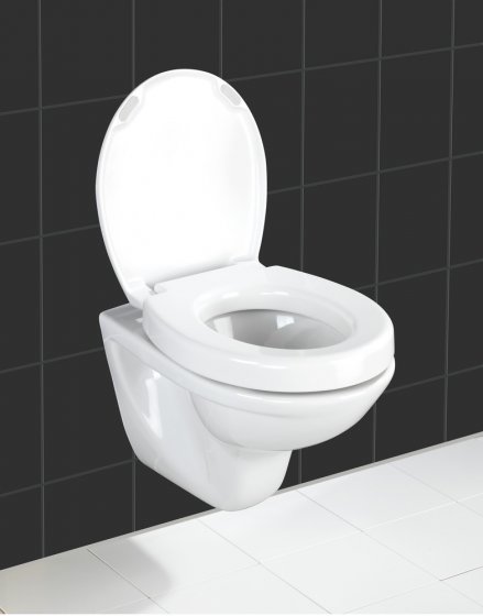 WC-Sitz Mod. Secura Comfort, aus antibakteriellem Duroplast mit Sitzflächenerhöhung