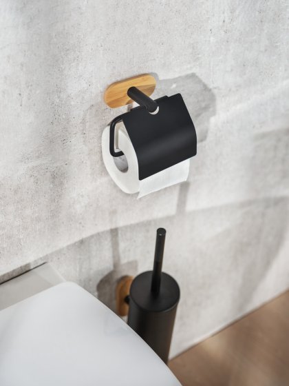 Turbo-Loc® Toilettenpapierhalter Mod. Orea Bamboo mit Deckel, mit Deckel 