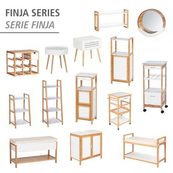 Waschbeckenunterschrank Mod. Finja, Waschbecken-Unterregal aus Bambus/MDF