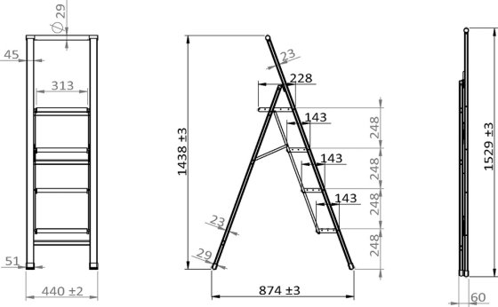 Alu-Design Klapptrittleiter 4-stufig Silber, rutschsichere XXL-Stufen 