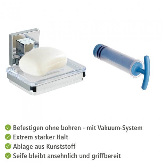 Vacuum-Loc® Seifenablage Mod. Quadro Edelstahl, Befestigen ohne bohren