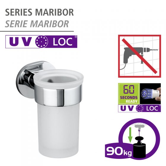 UV-Loc® Zahnputzbecherhalter Mod. Maribor , Befestigen ohne Bohren mit innovativem Klebesystem