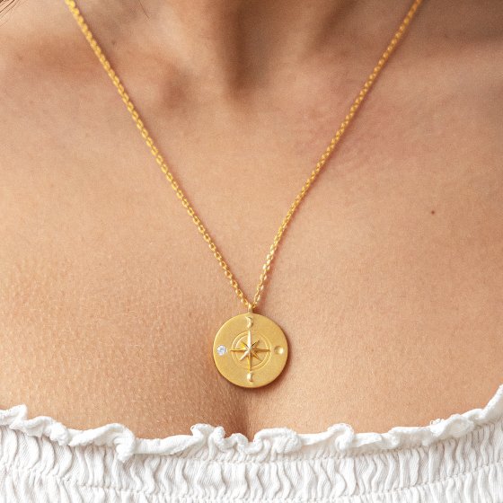 Halskette Element Feuer 925/- Sterling Silber vergoldet Weißtopaz 