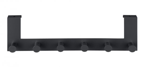 Türgarderobe Mod. Celano Schwarz, 6 Haken, für Türfalzstärken bis 2 cm 