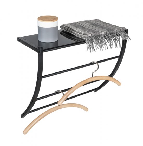 Wandregal Mod. Tarderia Schwarz, Ablage aus Glas 
