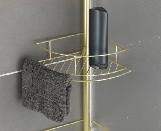 Teleskop-Eckregal Mod. Dolcedo Gold matt, rostfrei