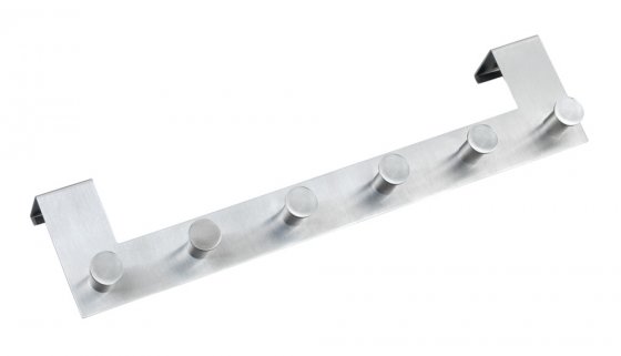 Türgarderobe Edelstahl Mod. Celano 4 cm, 6 Haken, für Türfalzstärken bis 4 cm