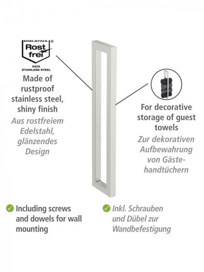 Edelstahl Handtuchhalter Mod. Reitani, aus rostfreiem Edelstahl