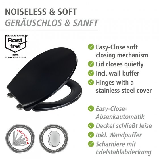 WC-Sitz Mod. Vorno Neo Schwarz, aus antibakteriellem, stabilem Duroplast