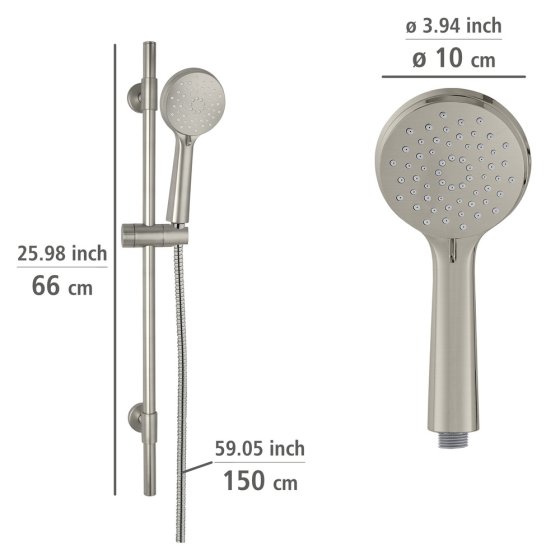 Brauseset Mod. Young Edelstahl gebürstet, Länge Stange: 66 cm 