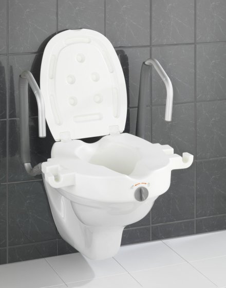 WC-Sitz Erhöhung mit Stützgriffen Mod. Secura, mit Easy-Close Absenkautomatik
