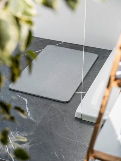 Badematte Mod. Simi Grau, 60 x 39 cm, Badvorleger, Badmatte