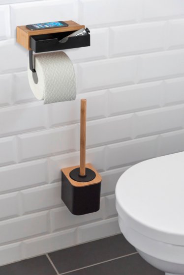 Toilettenpapierrollenhalter mit Schublade Mod. Bambusa, zur Wandmontage 