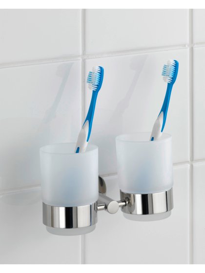 Zahnputzbecherhalter Duo Mod. Bosio Edelstahl glänzend, rostfrei 