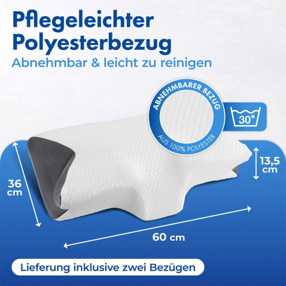 Seitenschläfer-Nackenstützkissen Mod. Visco, Seitenschläfer Kopfkissen mit Arm-Komfortzone 