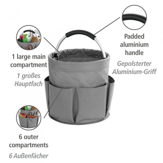 Universal Reinigungs Caddy 16 l, Anthrazit, mit 6 Außentaschen für Schwämme und Tücher 