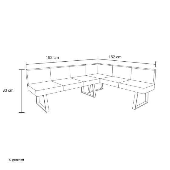 Eckbank 192 x 152 cm Schwarz Vemal kurzer Schenkel rechts 