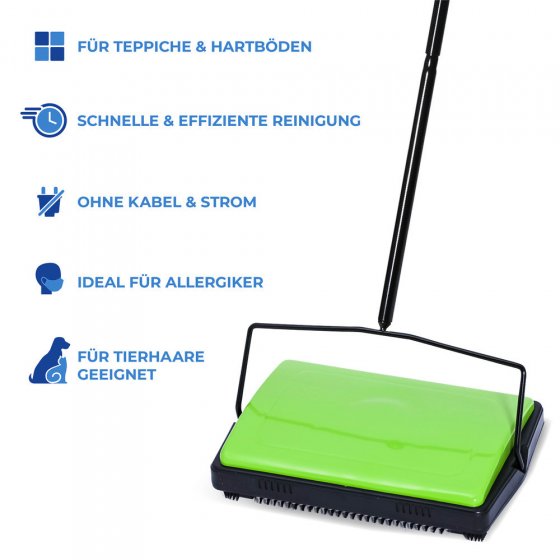 Teppichkehrer Grün, stromloser Betrieb 