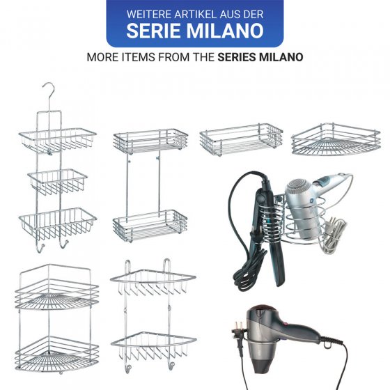 Eckwandablage Mod. Milano mit 2 Etagen, Chrom