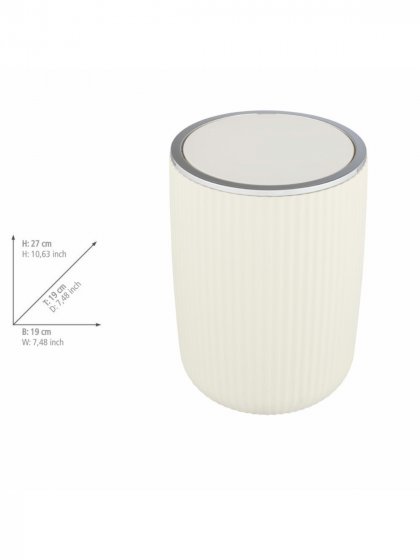 Schwingdeckeleimer Mod. Agropoli L Cremeweiß, Kosmetikeimer mit Schwingdeckel, 5,5 l 