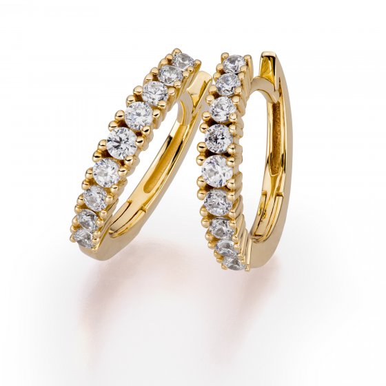 Ohrringe Gold 333 mit 18 weißen Zirkonia-Steinen 