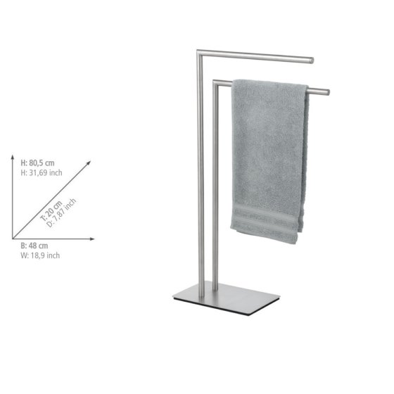 Handtuchständer Mod. Recco Edelstahl satiniert, schwere Bodenplatte für sicheren Stand 