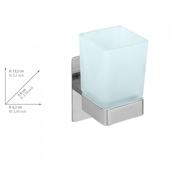 Turbo-Loc® Zahnputzbecher Genova Shine, abnehmbarer Becher aus satiniertem Glas