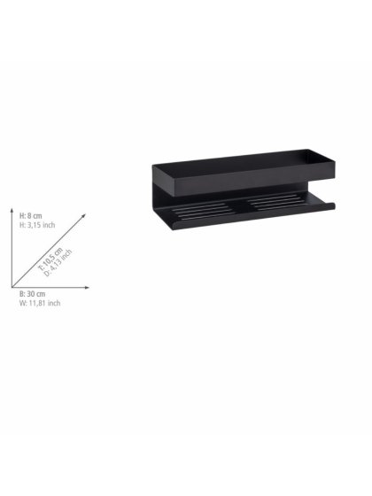 Turbo-Loc® Wandablage Mod. Genova Black, Befestigen ohne Bohren mit Spezial-Klebepad 
