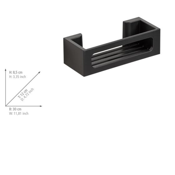 Turbo-Loc® Wandablage Mod. Bralia Schwarz, befestigen ohne bohren 