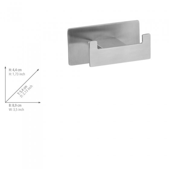 Turbo-Loc® Wandhaken Duo Mod. Genova Matt, Befestigen ohne bohren mit Klebepad-System