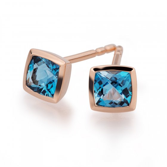 Ohrringe Gold 585 rosé mit 2x Blautopas (beh.) 