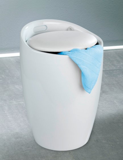 Hocker Mod. Candy White, mit abnehmbarem Wäschesammler