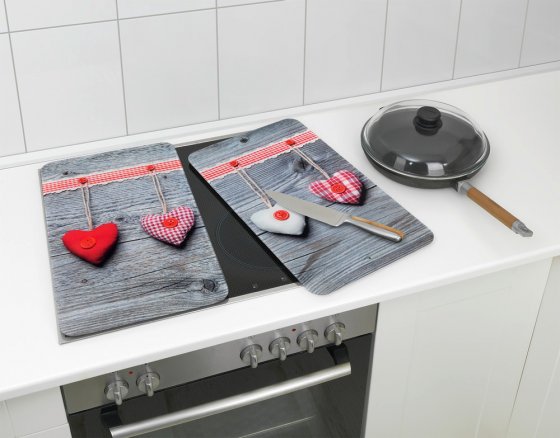 Herdabdeckplatte Universal Herzen 2er Set, für alle Herdarten