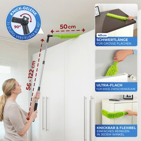 Teleskop-Staubschwert mit Knickgelenk, magnetisch anziehender Staubwischer 