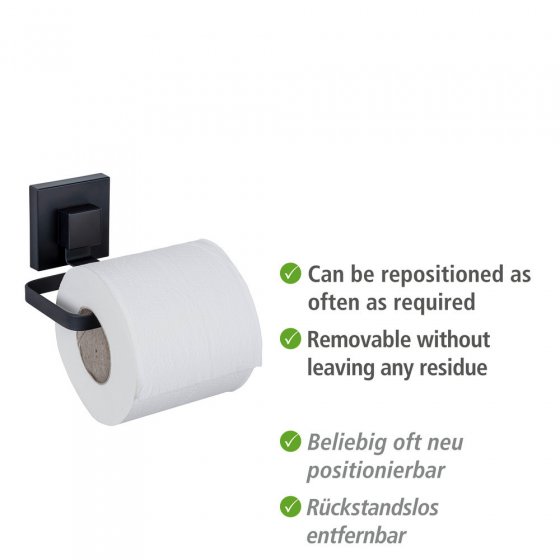 Vacuum-Loc® Toilettenpapierhalter Mod. Quadro Schwarz, Befestigen ohne Bohren 