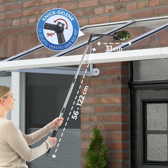 Eck-Staubbürste mit Knickgelenk und Teleskop-Stiel, Trocken-, und Nassreinigung 