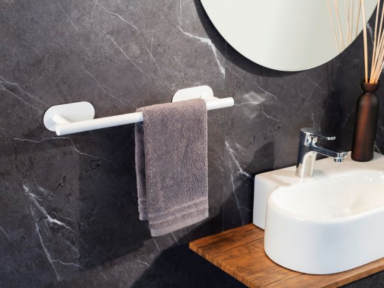 Turbo-Loc® Badetuchstange Uno Mod. Orea White matt, 60 cm, aus rostfreiem Edelstahl 