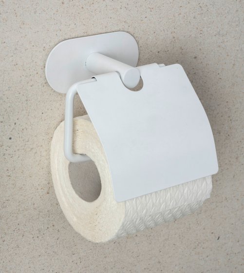 Turbo-Loc® Toilettenpapierhalter mit Deckel Mod. Orea White matt, aus rostfreiem Edelstahl 