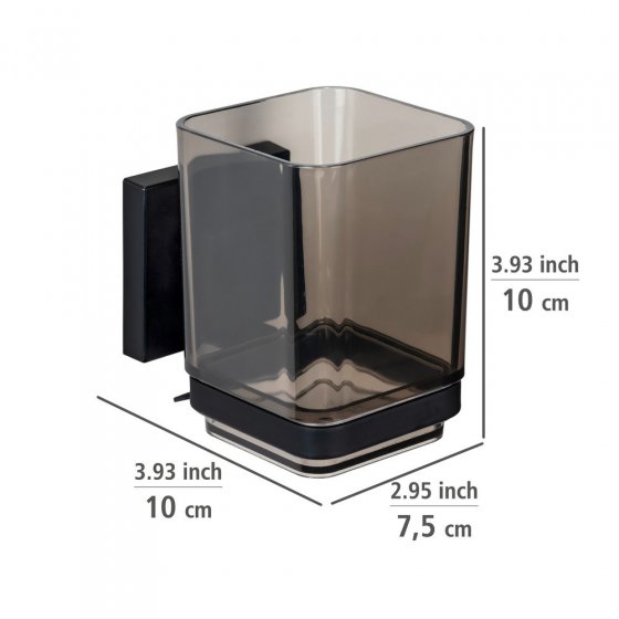 Vacuum-Loc® Zahnputzbecher Mod. Quadro Schwarz, Befestigen ohne Bohren 