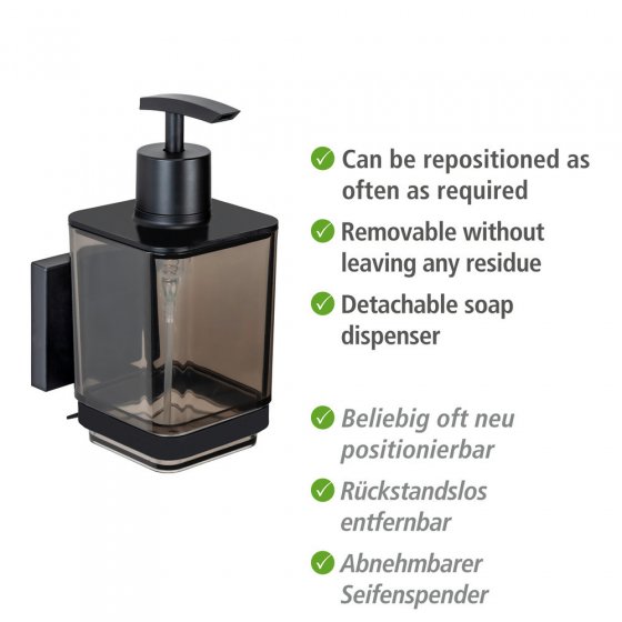 Vacuum-Loc® Seifenspender Mod. Quadro Schwarz, Befestigen ohne Bohren 