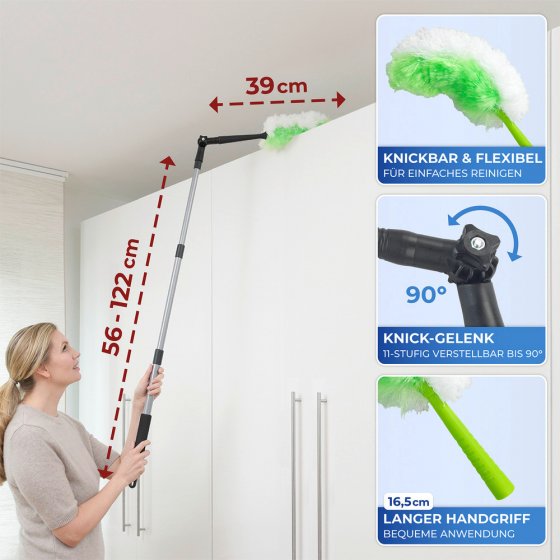 Staubwedel 2in1 mit Teleskopstiel und Knickgelenk, für alle Oberflächen 