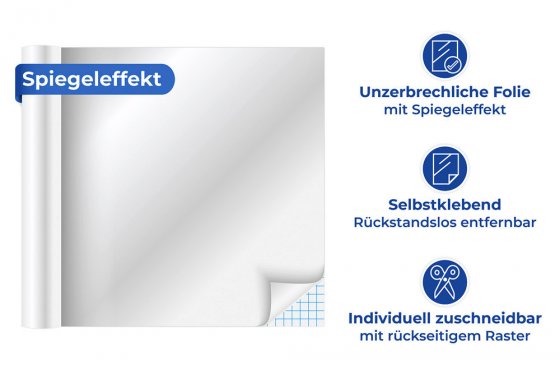 Spiegeleffekt-Folie, 2er Set, zuschneidbar 
