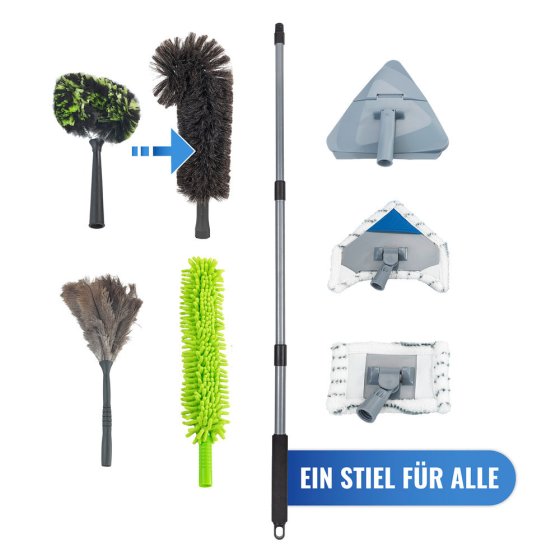 Ziegenhaar-Staubbesen mit Knickgelenk und Teleskop-Stiel, 100 % echtes Ziegenhaar 