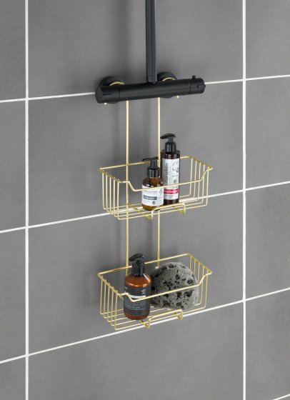 Thermostat-Dusch-Caddy Mod. Milo Gold, 2 Etagen, Edelstahl rostfrei 