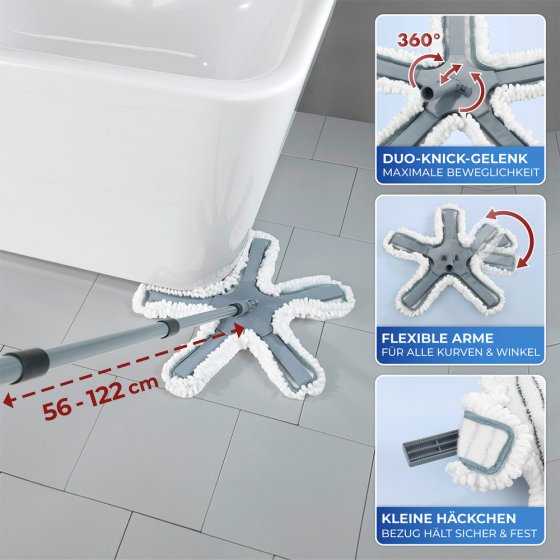 Bodenwischer Mod. Oktopus mit Teleskopstiel, reinigt nur mit Wasser 